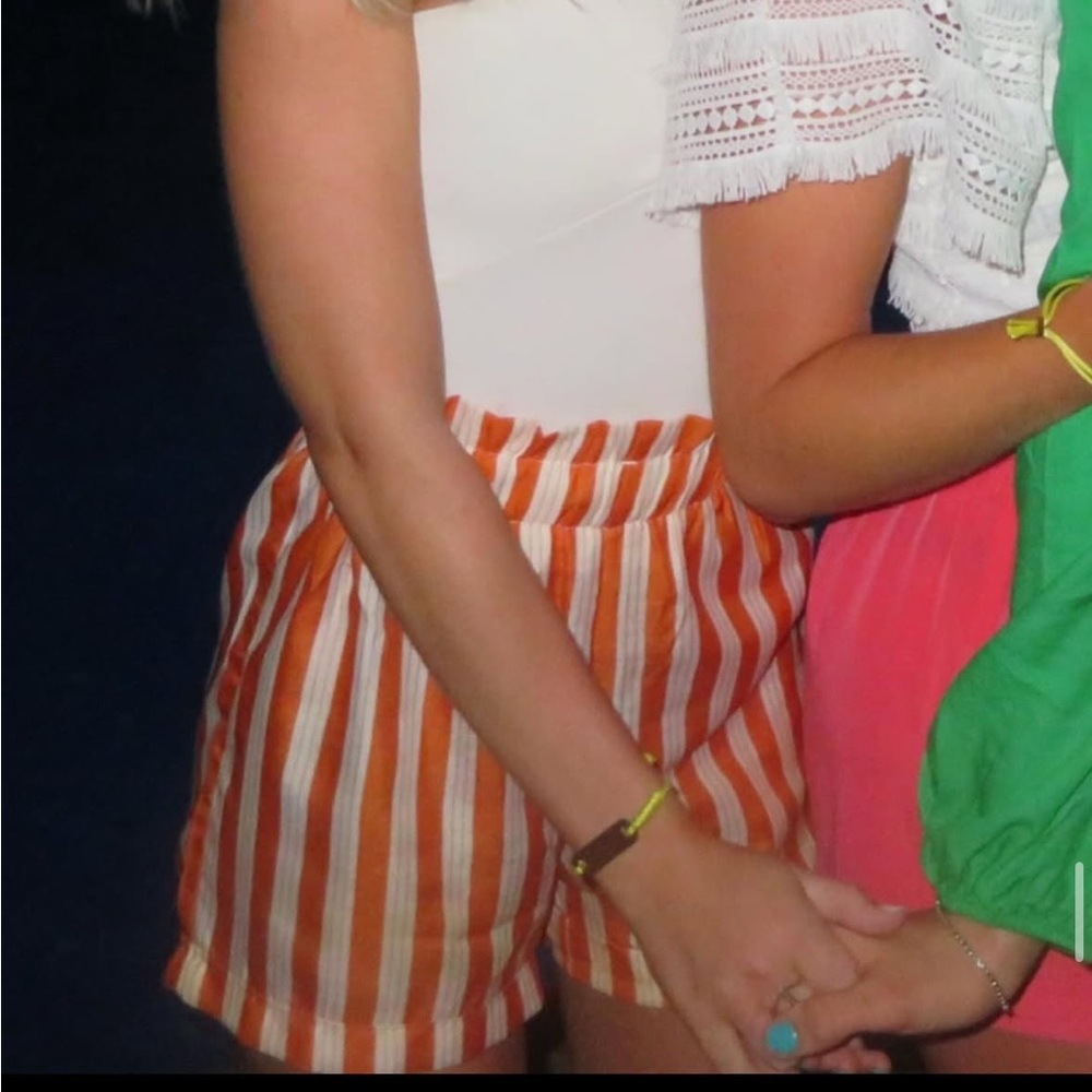 Striped Orange and White Women Shorts XS/S